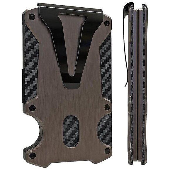Minimalist Carbon Fiber Wallet, RFID Blocking, Minimalist Wallet Bronze